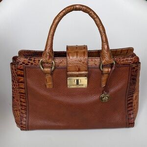 Brahmin Brown Crocodile-Embossed Handbag